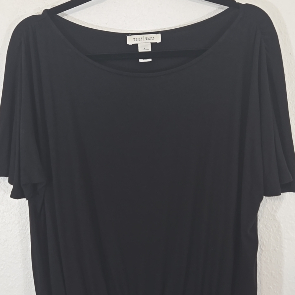 WHITE HOUSE BLACK MARKET Classic Black/White Short Sleeve White Stripe Top, S - Picture 2 of 7